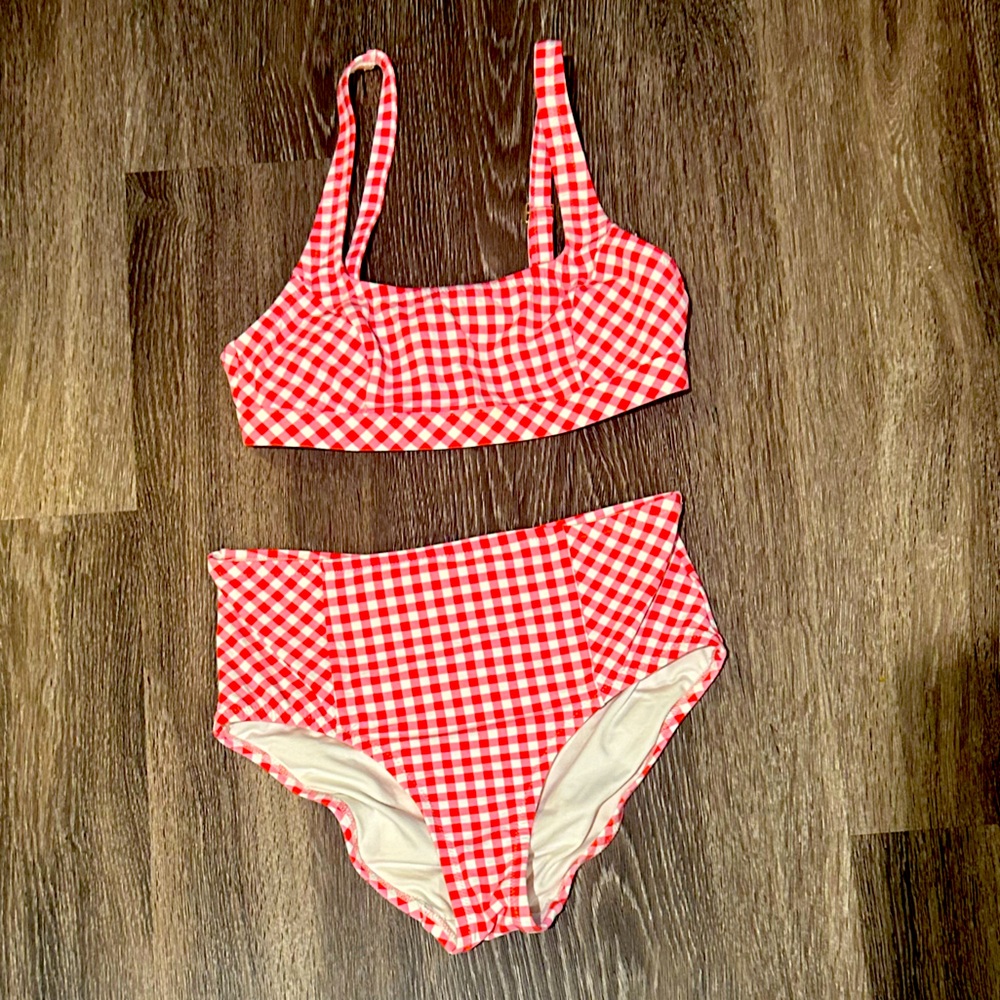 Lands' End x Draper James Red and White Gingham Bikini